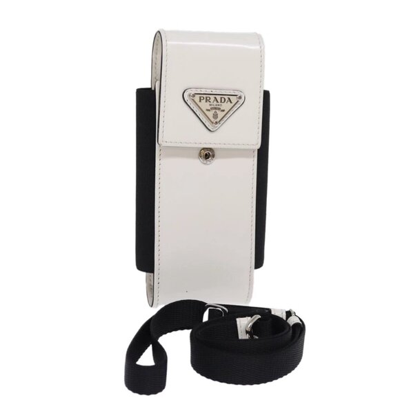 PRADA Cell Phone Case Patent leather White Auth 75214V - Picture 1 of 14
